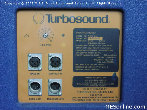 Turbosound TMS-2A 3w Loudspeakers, Jack Panel 467, Image 16